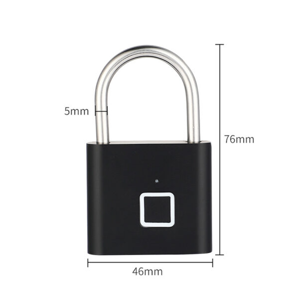 Smart Fingerprint Padlock - Black Colour - Image 3